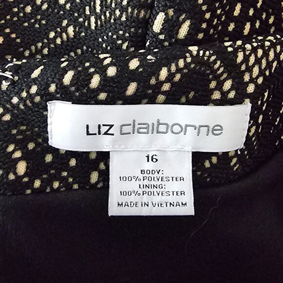 Liz Claiborne Black Tan Lace Overlay Business Work Dress Women's 16 - Picture 4 of 4